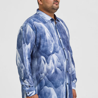 Blue Abstract Regular Fit Shirt