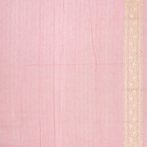 Pink Handwoven Banarasi Silk Cotton Saree With Floral Motifs