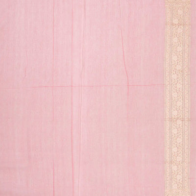 Pink Handwoven Banarasi Silk Cotton Saree With Floral Motifs
