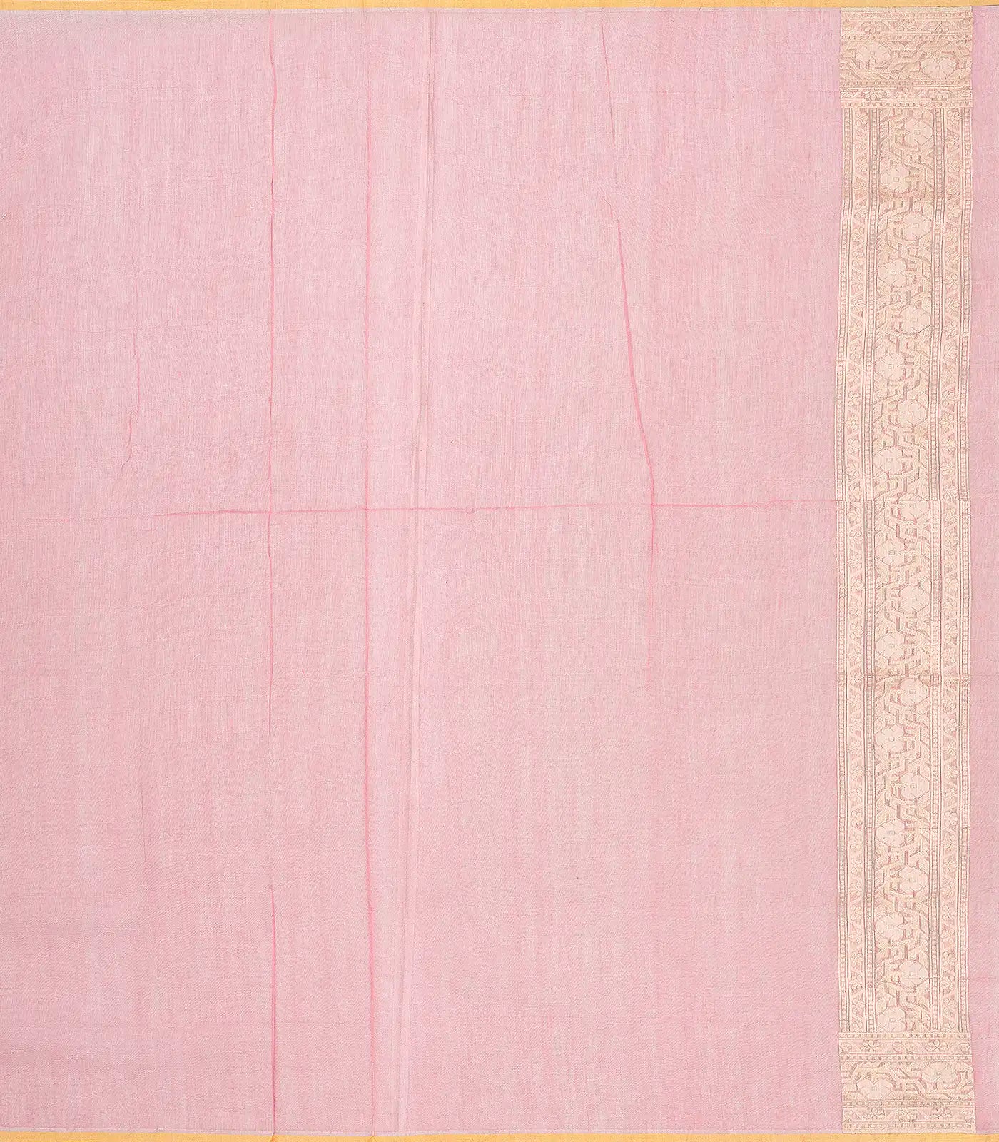 Pink Handwoven Banarasi Silk Cotton Saree With Floral Motifs
