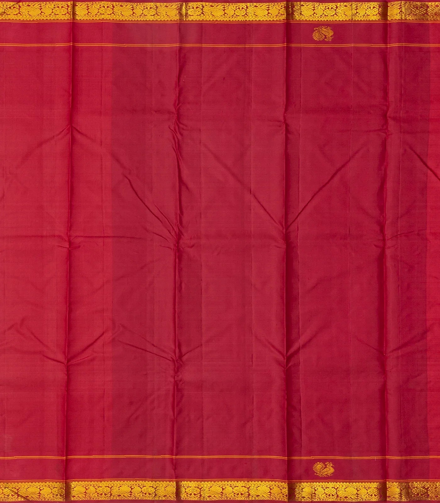 Light Green Handloom Kanchipuram Korvai Silk Saree With Crimson Border