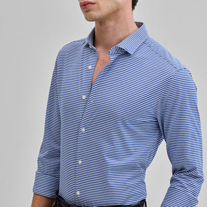 Dark Blue Stripes Stretch Shirt