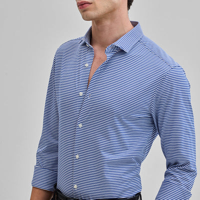 Dark Blue Stripes Stretch Shirt