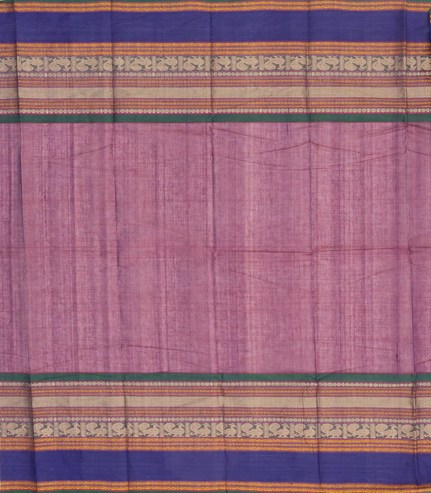 Magenta Handloom Kanchi Cotton Saree With Contrast Border
