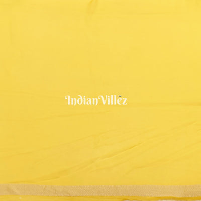 Darkslate Gray Lemon Yellow Banarasi Khaddi Georgette Saree