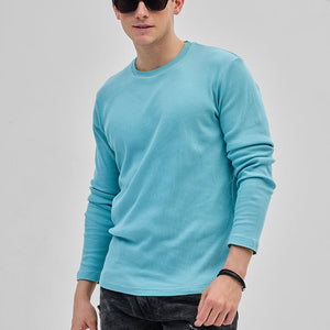 Blue Textured Sweatshirt