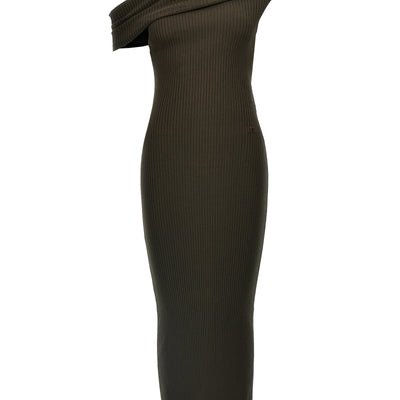Courreges Twist Rib Knit Long Dress