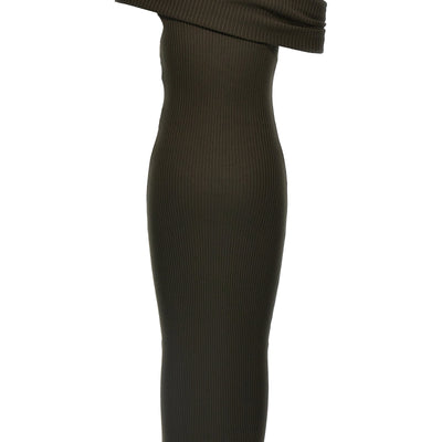 Courreges Twist Rib Knit Long Dress