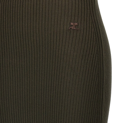 Courreges Twist Rib Knit Long Dress