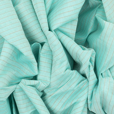 Turquoise Handloom Chirala Silk Cotton Saree With Stripes