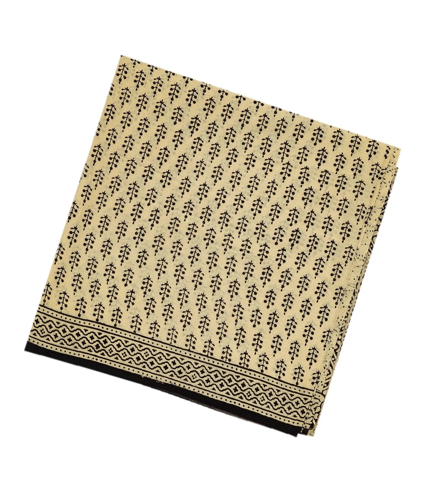 Beige Woven Jaipur Cotton Saree Printed With Floral Motifs