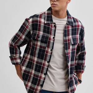 Black Double Pocket Flannel Overshirt