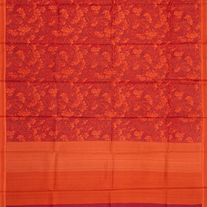 Red Silk Saree Printed With Floral Vine Motifs