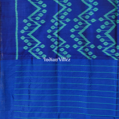 Blue Green Odisha Ikat Contemporary Silk Saree