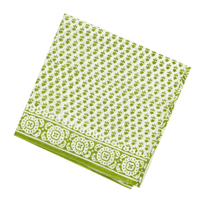 White Woven Jaipur Cotton Saree Printed With Green Floral Motifs