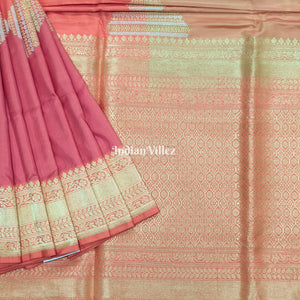 Peach Pink Rangkaat Banarasi Katan Silk Saree