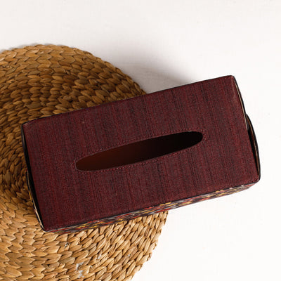 Brown - Handpainted Kalamkari Natural Dyed Cotton Tissue Box