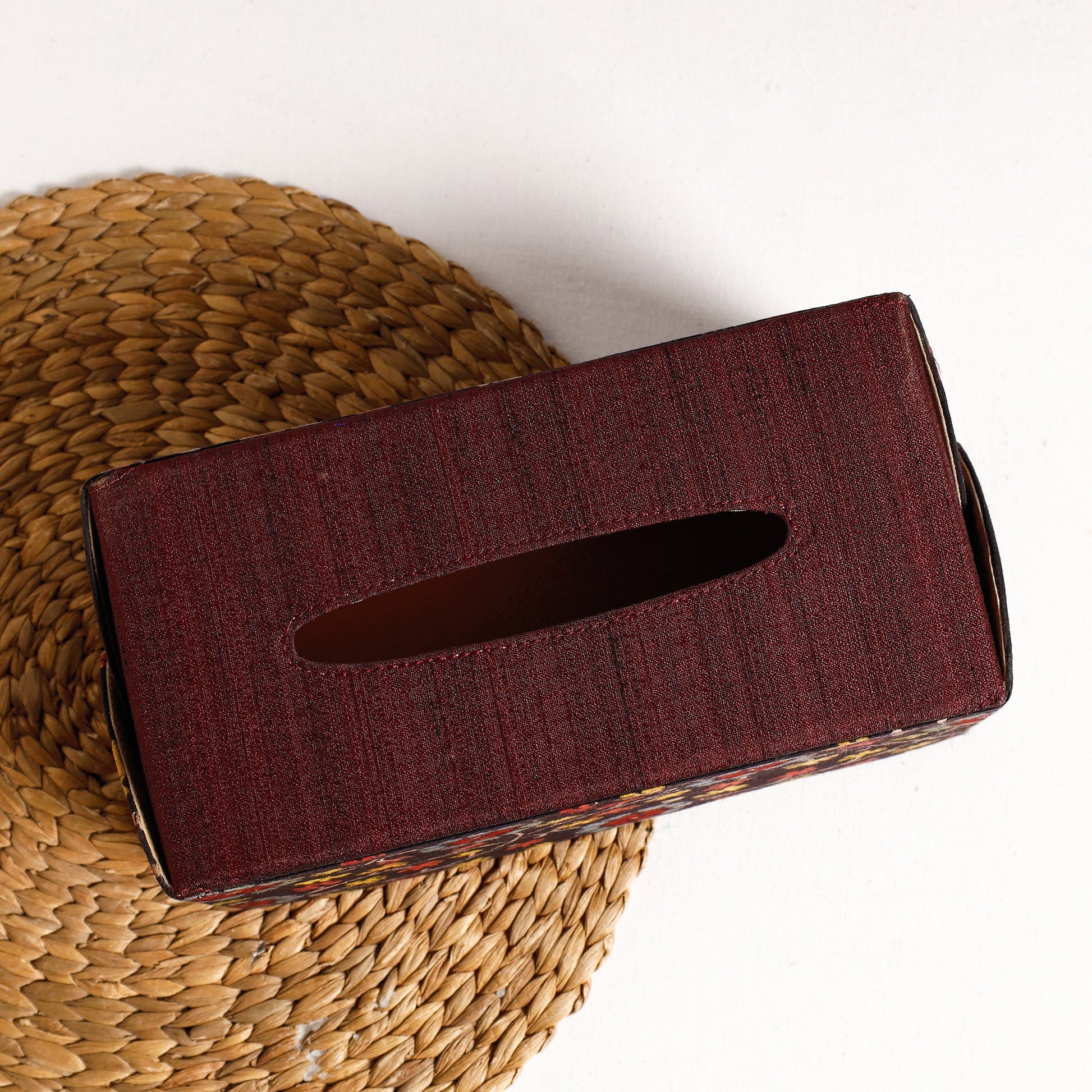 Brown - Handpainted Kalamkari Natural Dyed Cotton Tissue Box