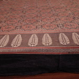 Brown - Ajrakh Block Printed Cotton Double Bed Cover (108 x 90 in)