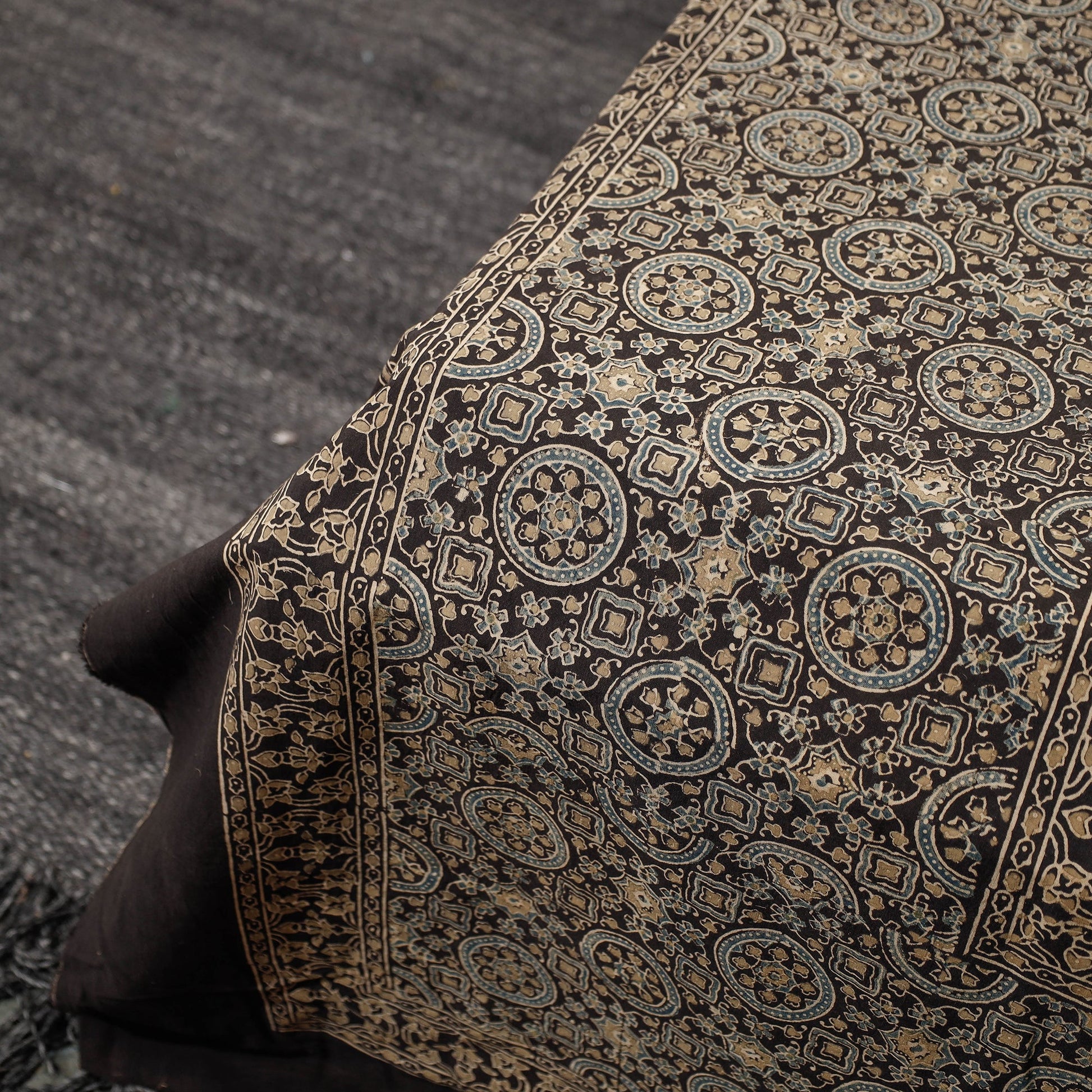 Brown - Ajrakh Block Printed Cotton Double Bed Cover (108 x 90 in)