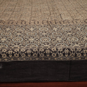 Brown - Ajrakh Block Printed Cotton Double Bed Cover (108 x 90 in)