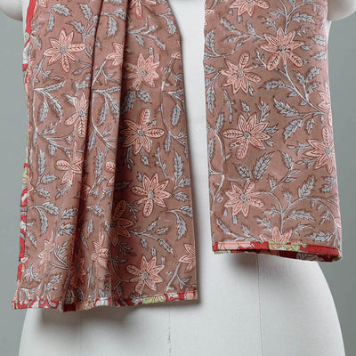 Brown - Sanganeri Block Printed Cotton Stole 31