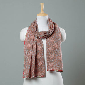 Brown - Sanganeri Block Printed Cotton Stole 31