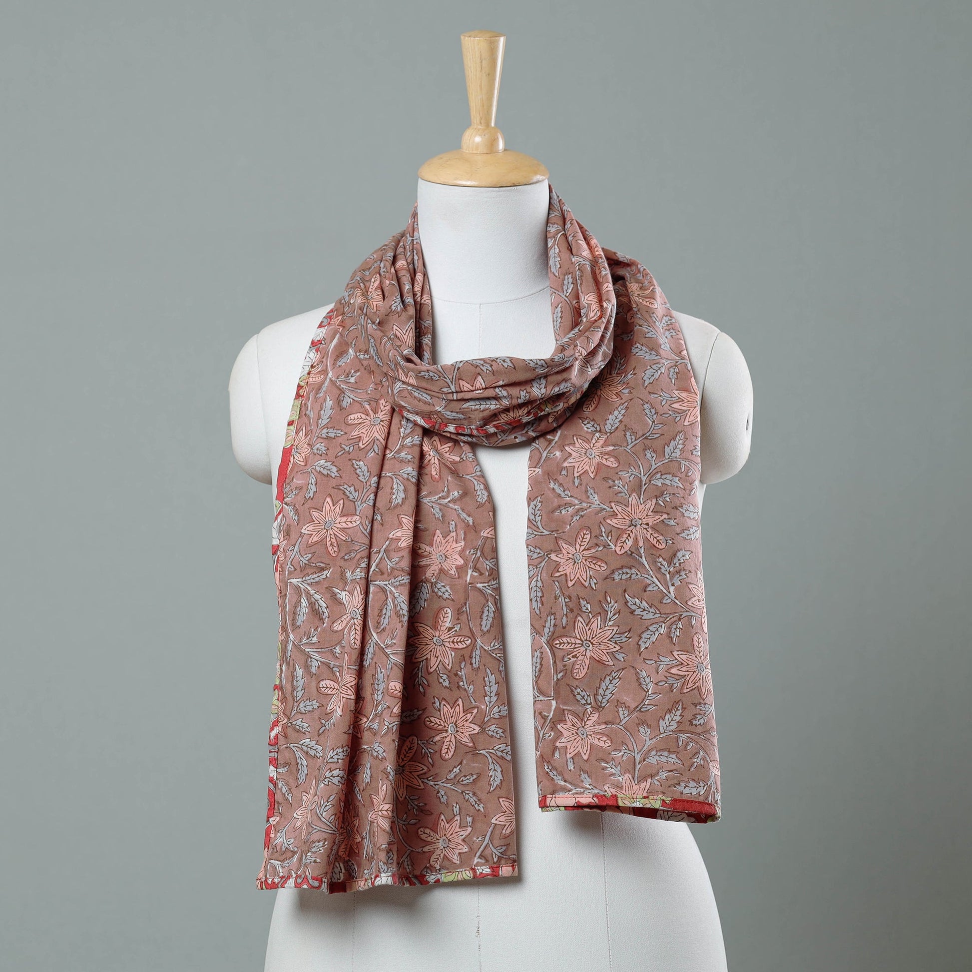 Brown - Sanganeri Block Printed Cotton Stole 31