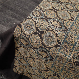 Beige - Ajrakh Block Printed Cotton Double Bed Cover (108 x 90 in)