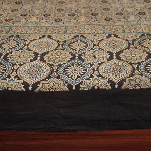 Beige - Ajrakh Block Printed Cotton Double Bed Cover (108 x 90 in)