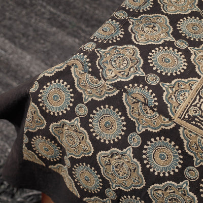 Brown - Ajrakh Block Printed Cotton Single Bed Cover (90 x 60 in)