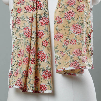 Brown - Sanganeri Block Printed Cotton Stole 55
