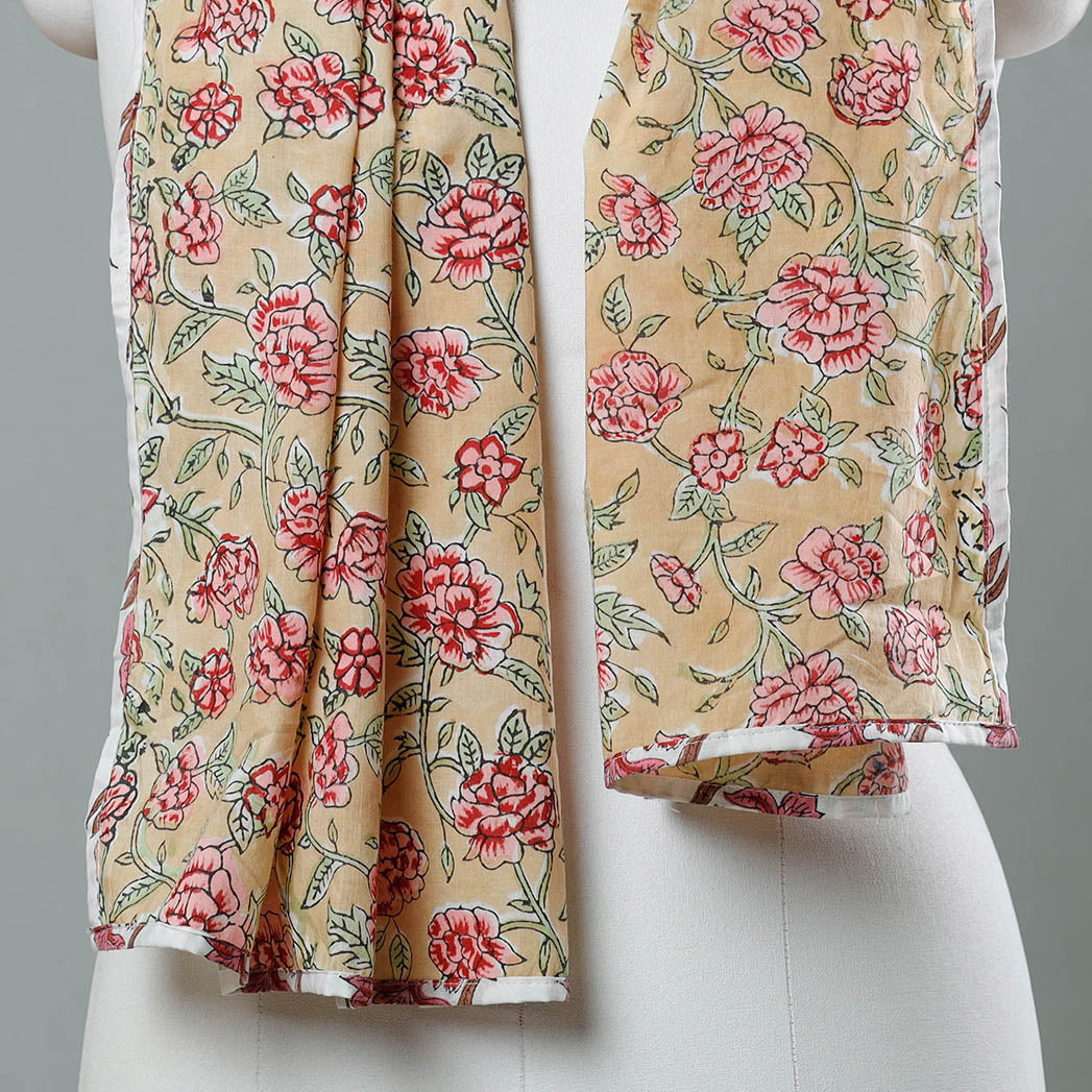 Brown - Sanganeri Block Printed Cotton Stole 55