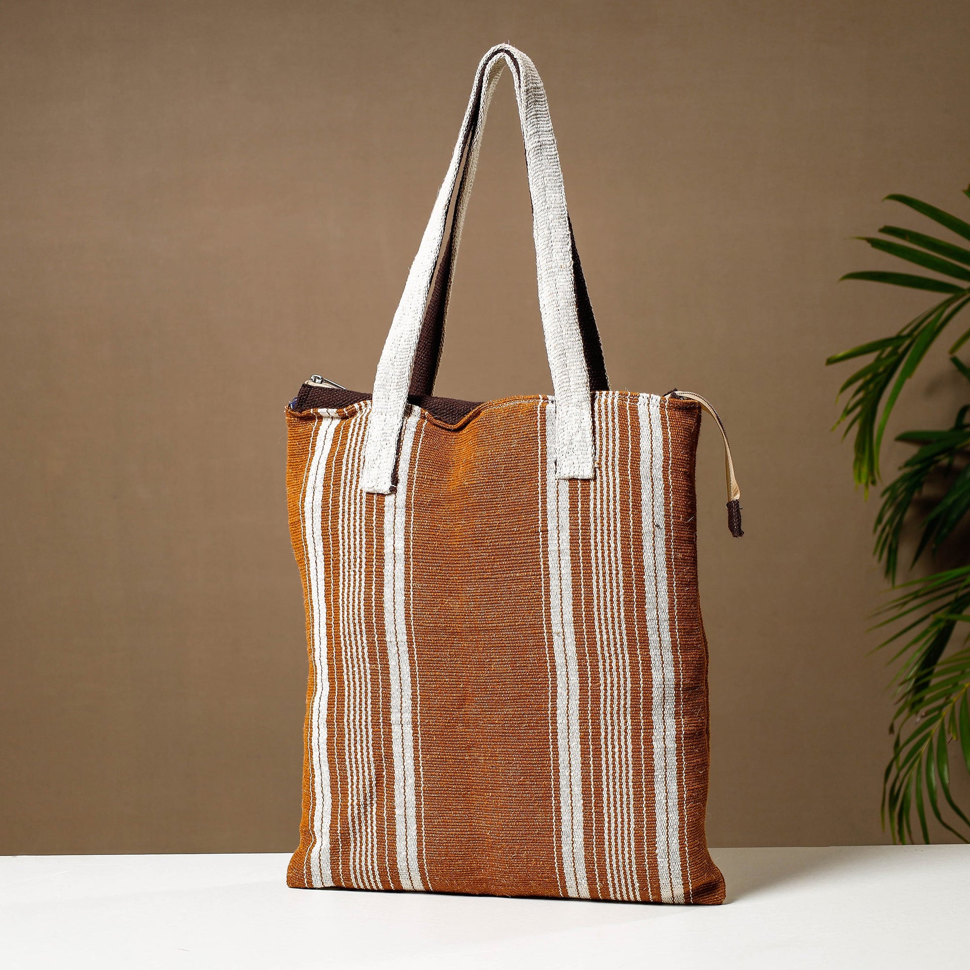 Brown - Handcrafted Jute Cotton Shoulder Bag