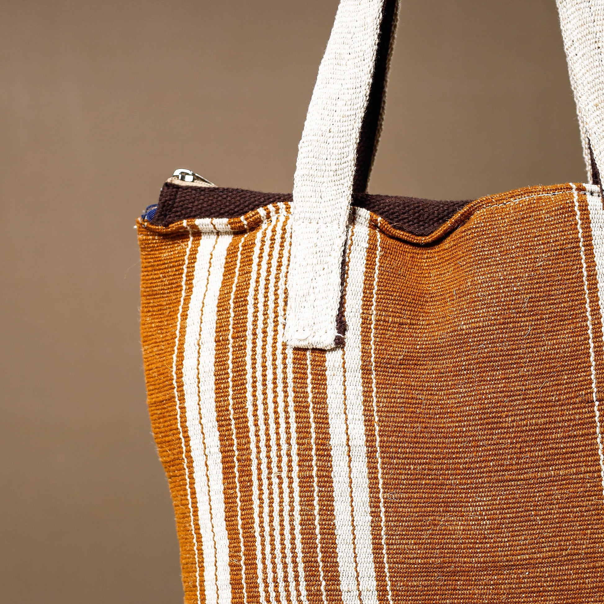 Brown - Handcrafted Jute Cotton Shoulder Bag