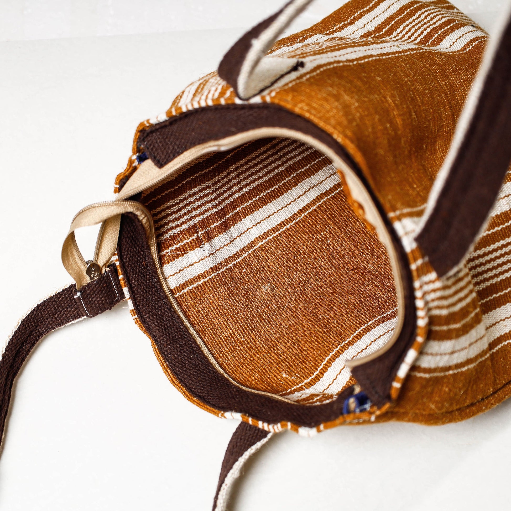 Brown - Handcrafted Jute Cotton Shoulder Bag