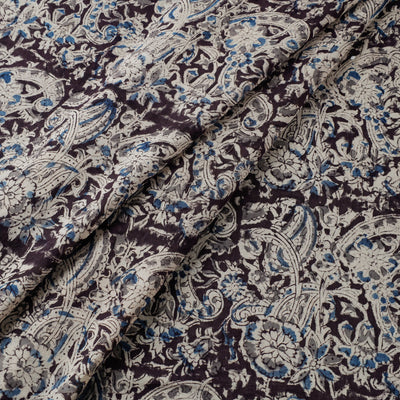 Black - Pedana Kalamkari Block Printed Mul Cotton Fabric 08