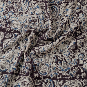 Black - Pedana Kalamkari Block Printed Mul Cotton Fabric 08