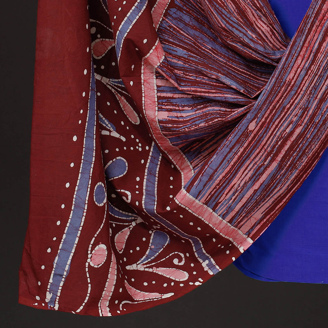 Blue - 2pc Plain Mangalagiri Handloom Cotton Kurta with Batik Dupatta