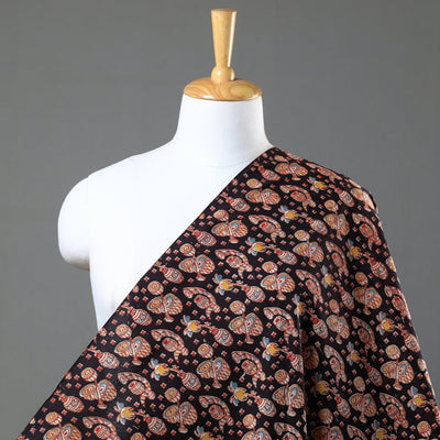 Black - Printed Cotton Kalamkari Fabric 18