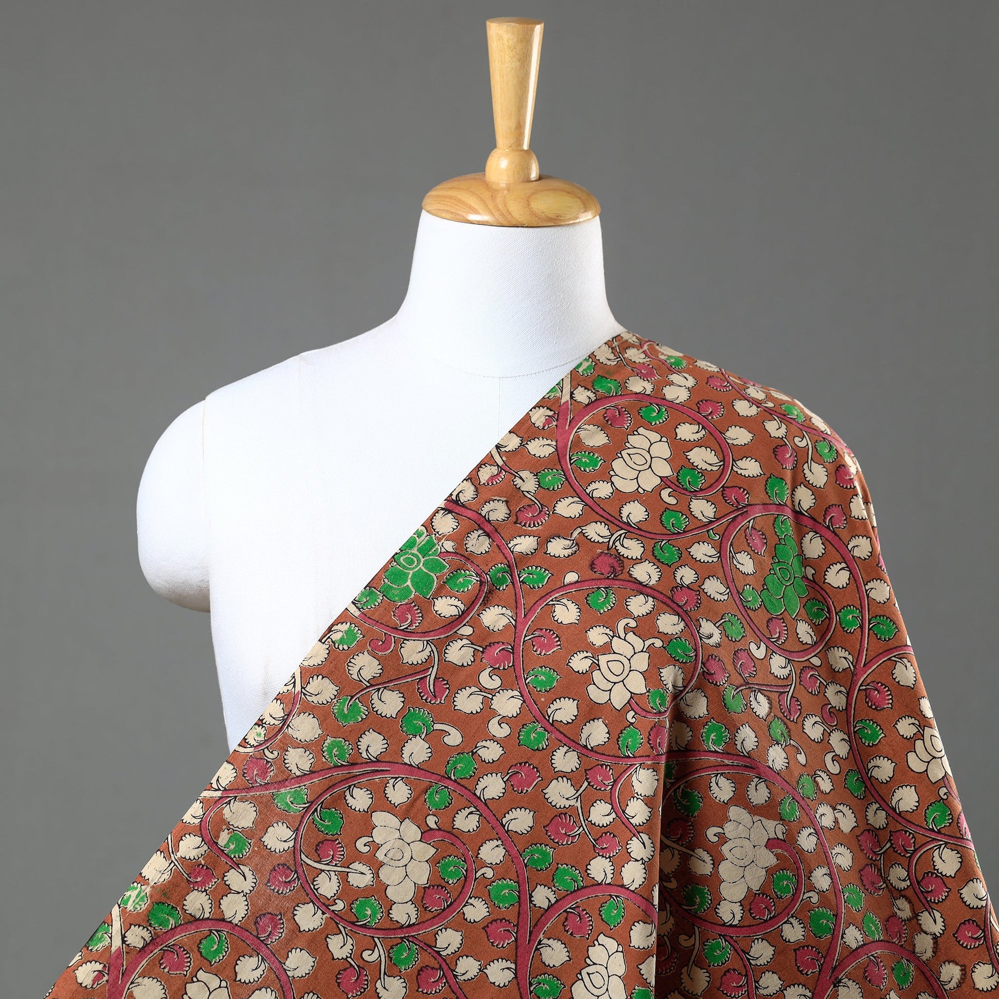 Brown - Printed Cotton Kalamkari Fabric 20