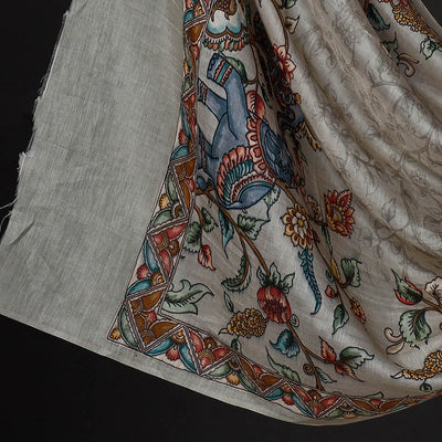 Brown - 3pc Handloom Chanderi Silk Cotton Embroidered Suit Material Set with Digital Printed Dupatta