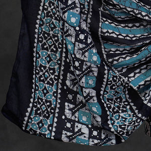 Blue - 3pc Cotton Kutch Batik Print Dress Material Set