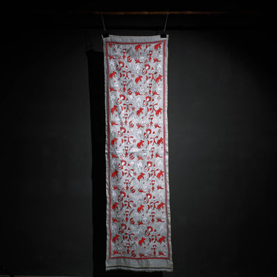 Bengal Kantha Hand Embroidery Tussar Silk Wall Hanging (84 x 23 in) 21