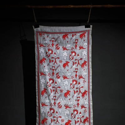 Bengal Kantha Hand Embroidery Tussar Silk Wall Hanging (84 x 23 in) 21
