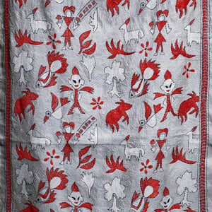 Bengal Kantha Hand Embroidery Tussar Silk Wall Hanging (84 x 23 in) 21
