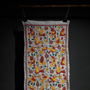 Bengal Kantha Hand Embroidery Tussar Silk Wall Hanging (84 x 23 in) 22