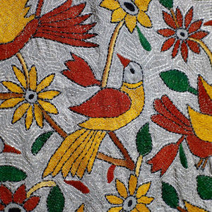 Bengal Kantha Hand Embroidery Tussar Silk Wall Hanging (84 x 23 in) 22