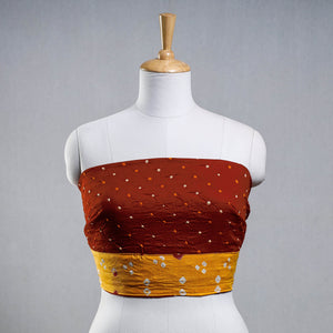 Brown - Rangoli Bandhani Tie-Dye Cotton Blouse Piece