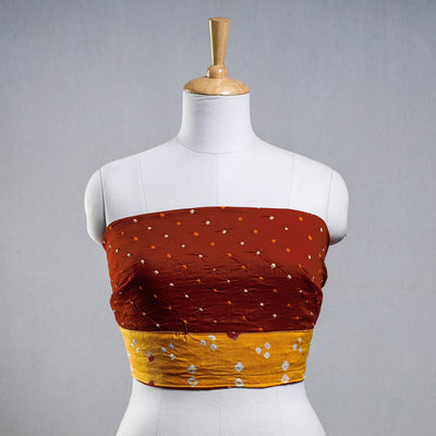 Brown - Rangoli Bandhani Tie-Dye Cotton Blouse Piece
